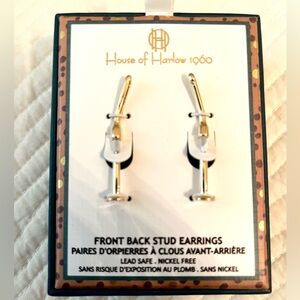 💛House of Harlow 1960 Elegant Gold Tone Front and Back Earrings